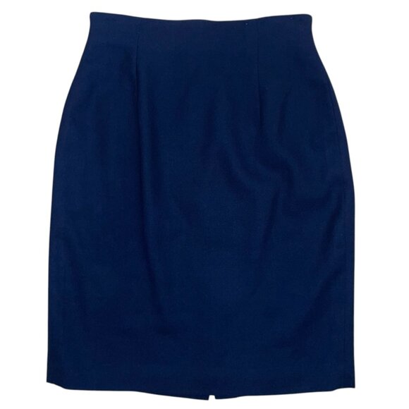Amanda Smith Vintage Pure Wool Pencil Skirt Size 6P Blue - Picture 1 of 9